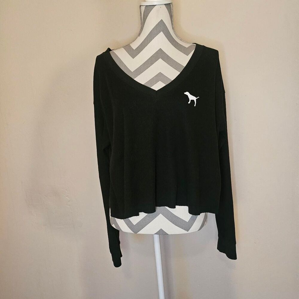 Victoria Secret black long sleeve thermal with Dog Logo Size Large